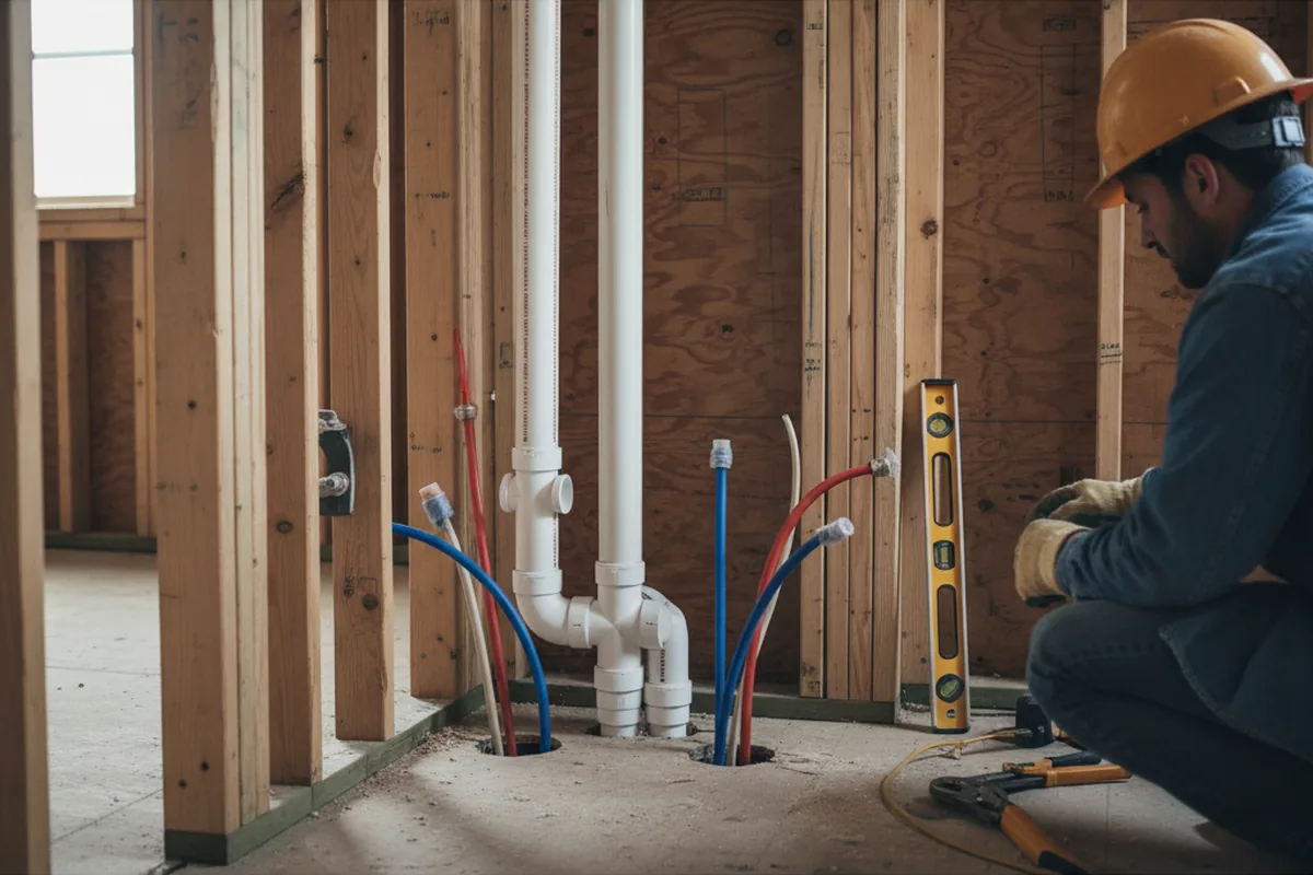 Drain and supply rough-in during Drain Cleaning in Oreland