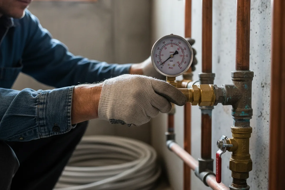 Pressure testing a repaired line during Water Line Repair in Oreland